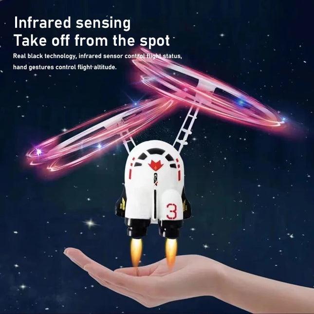 Flying Robot Astronaut Toys Children Robot Toys with Light Cute USB Charging Astronaut with LED Light for Boys Girls Christmas