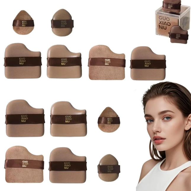 6pcs Mini Makeup Blender Puffs Quick Blending Chocolate Color Makeup Sponge Dry Wet Use Double Sided Cosmetic Tool Daily Makeup
