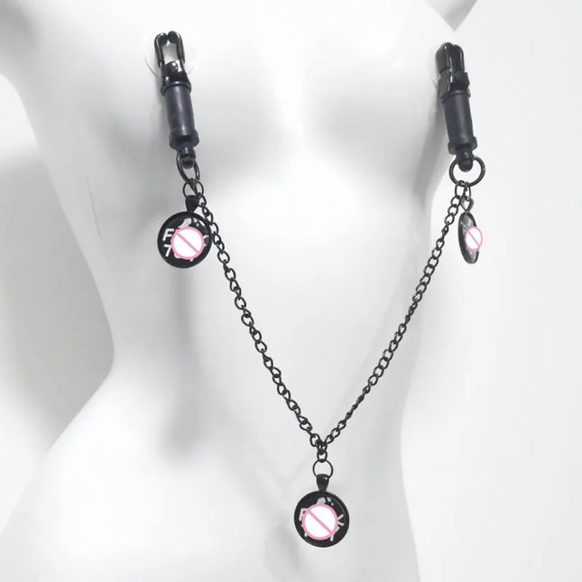 Text Dog Tags, Hang Tags, Butterfly Clips, Metal Breast Clips, Men's and Women's SM Flirting and Sex Toy Nipple Massage Products