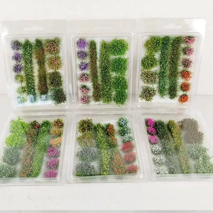 Mixed Flower Grass Cluster Model Kits Miniature Plants Materials for Making Building Sand Table Layout Diorama Accessories