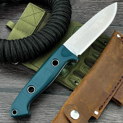 BM 162 Bushcrafter Fixed Knife S30V Blade G10 Handle Outdoor Camping Knife with Cowhide Sheath for gift
