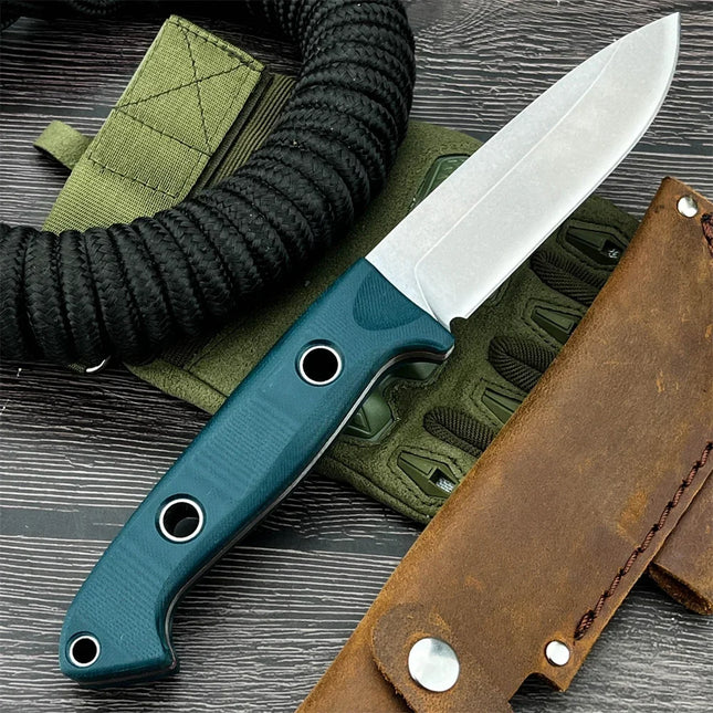 BM 162 Bushcrafter Fixed Knife S30V Blade G10 Handle Outdoor Camping Knife with Cowhide Sheath for gift