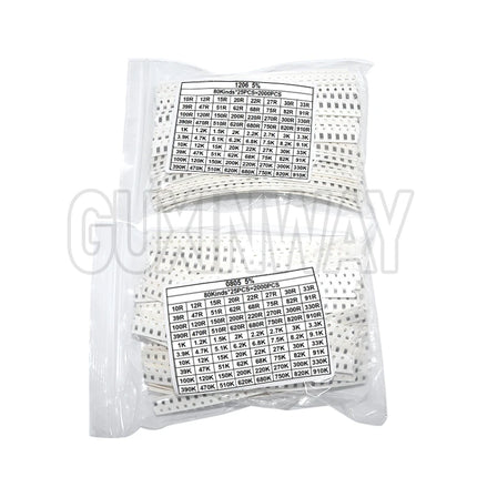 200pcs 660pcs 720pcs 4000pcs 0402 0603 0805 1206 1210 2512 SMD Resistor Kit 10K 100K 1K 1R 100R 220R 1% 5%