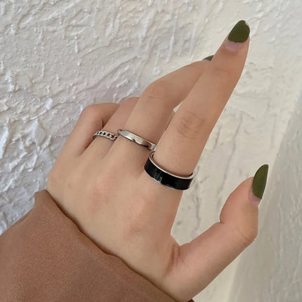 Modyle 10 pcs/set Bohemian Ring Set Gold Silver Color Wide Rings For Women Girls Simple Chain Finger Tail Rings