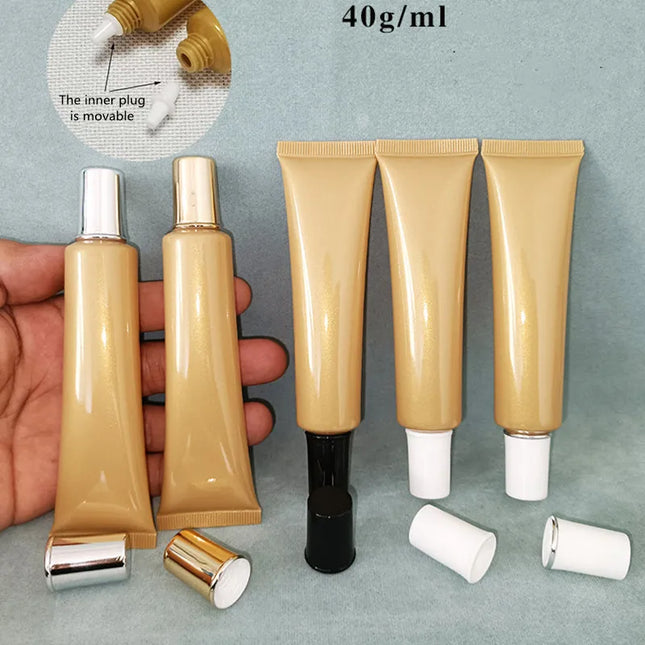 10-100pcs Empty 40ml Soft Tube Pearl Gold Bottle Squeeze Hose for Foundation Lotion Eye Cream BB Cream Serum Cosmetic Container
