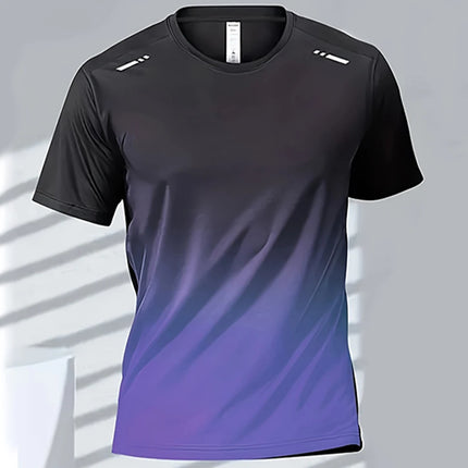 Men's T-shirts Sports T-shirt Quick-drying Gradient Short Sleeve Tees Outdoor Workout Basketball Training Running men clothes