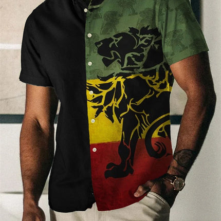 2023 Summer Vintage Men's Hawaiian Shirt Short Sleeve Stripe Printed Shirts For Men Single Button Beach Tee Shirt Men Clothing