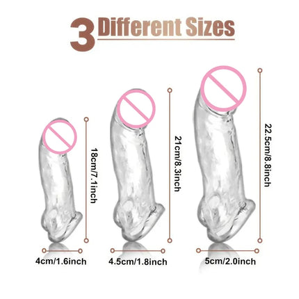 Penis Sleeve Extender Adult Sex Toy Cock Sleeve 3 Sizes Pennis Extender Penis Extension Time Sex Toy Pleasure Tools Couples