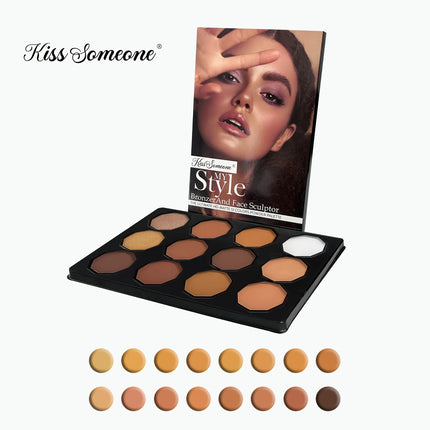 Professional Light Medium Brown Contour Highlight Palette,Multiple Full Coverage Makeup Palet for Correcting, Easy Blending