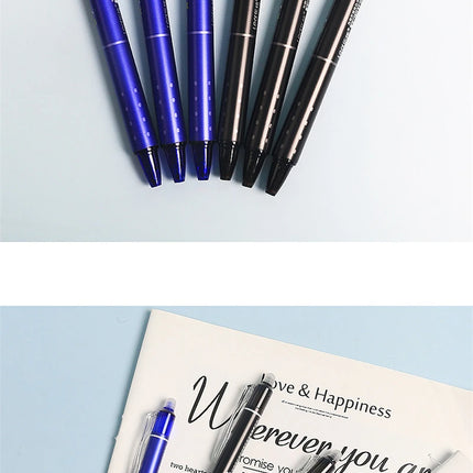 0.5mm Retractable Erasable Gel Pens Set with Refills Black Blue Gel Ink Built-in Eraser Office Supplies Exam Stationery Kit