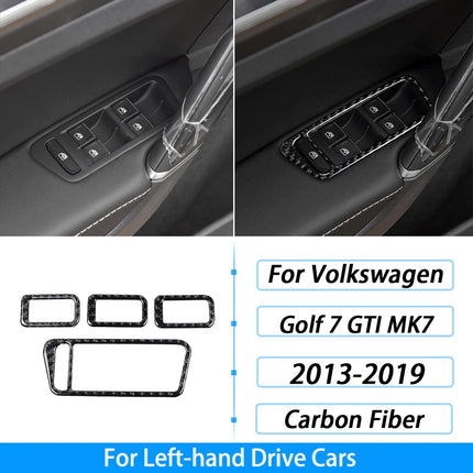 For Volkswagen Golf 7 GTI MK7 2013-2019 Carbon Fiber Gear Shift Air Outlet Window Lift Dashboard Suit Trim Car Interior Sticker