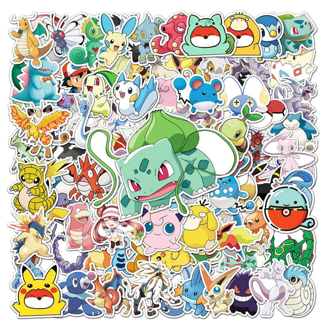 10/30/50/100pcs Japanese Anime Pokemon Stickers Cartoon Graffiti Decals DIY Stationery Luggage Fridge Reward Manga Sticker Toy