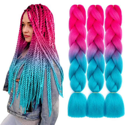 Synthetic African Braided Ombre Braiding Hair Braid Hair Extensions 3Pcs Pre Stretched High Temperature Crochet Braiding Hair