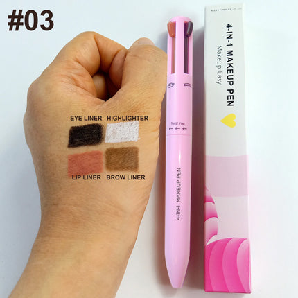 4 in 1 Long-lasting Vegan Makeup Pen Face Eye Makeup Beauty Pencil Eyebrow Eyeliner Lip Liner Highlighter Pen