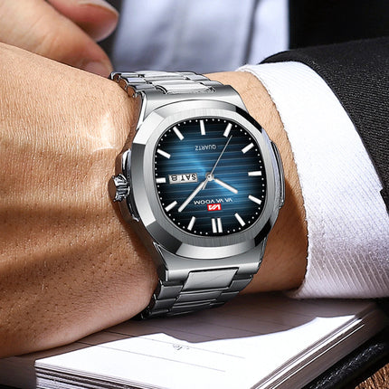 VA VA VOOM Square Luxury Men Wristwatch Waterproof Luminous Date Stainless Steel Male Clock Business Sports Quartz Watch for Men
