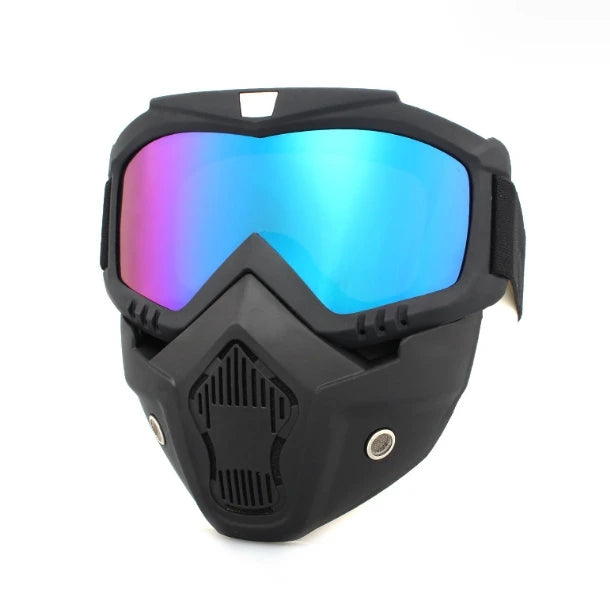 Motocross Tactical Cycling Goggles Face Mask Detachable Adjustable Glasses Mask Snowboard Eyewear Riding Proof Windproof