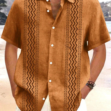 The 2025 summer new men's short-sleeved shirt is a casual and fashionable 3D printed streetwear
