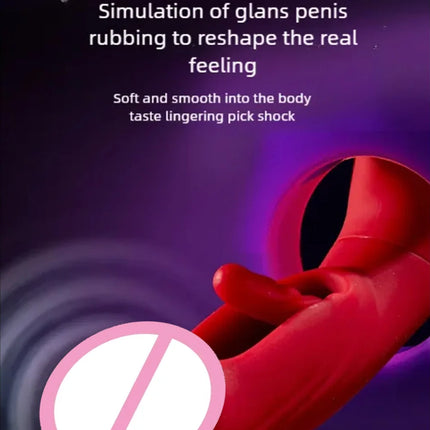 3In1 Telescopic Rotating Vibrators Dildo GSpot Clitoral Dual Stimulator Waterproof Women Tongue Licking Finger-Flapping Sex Toys