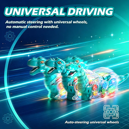 Kids Electric Dinosaur Toy – Light & Music-Visible Gear Science Toy, Auto Walking Universal Wheels,, Dino Gift for 3+ Boys