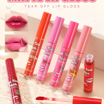 Matte Liquid Lipstick Waterproof Peel Off Lip Glaze Long Lasting Non Transfer Tear Away Lip Tattoo Set Sexy Red