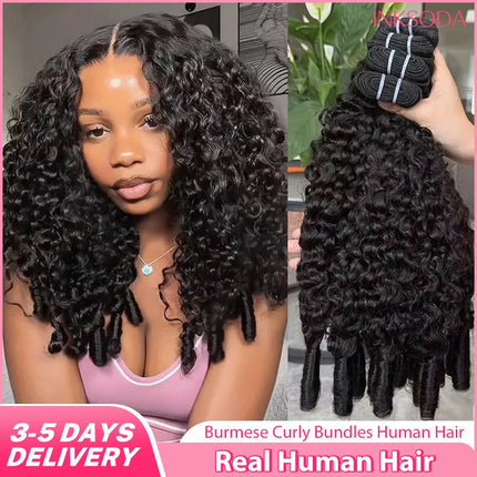 Burmese Curly Hair Bundles Human Hair Bundles Virgin Weave 15A Raw Human Hair Extensions 3C4A Spiral Curly Ends