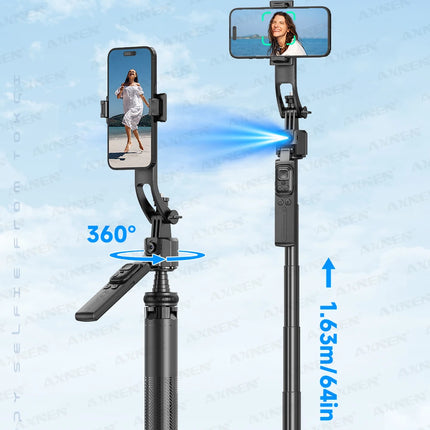 1630mm/64in C17 Tripod Selfie Stick 360° Auto Rotation Shooting Quadruped Phone Stand Face Track Bluetooth Remote Control Tripie