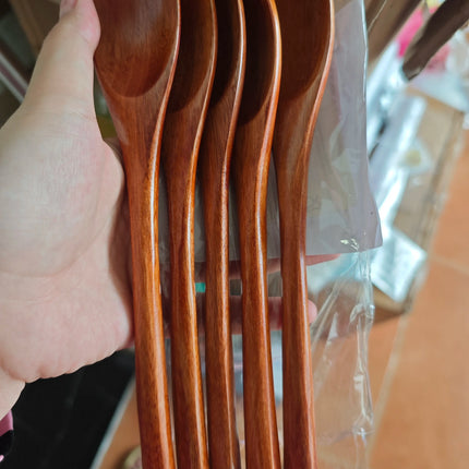 5 Pieces Wooden Spoon Soup Spoon and Fork Tableware Natural Ellipse Ladle Spoon Set Eco Friendly Products Spoons for Cooking