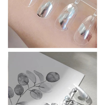 BORN PRETTY 7ml Silver Metal Effect Watercolor Nail Polish Clear Blossoming Effect Natural Air Dry Manicure Nail Art Varnish