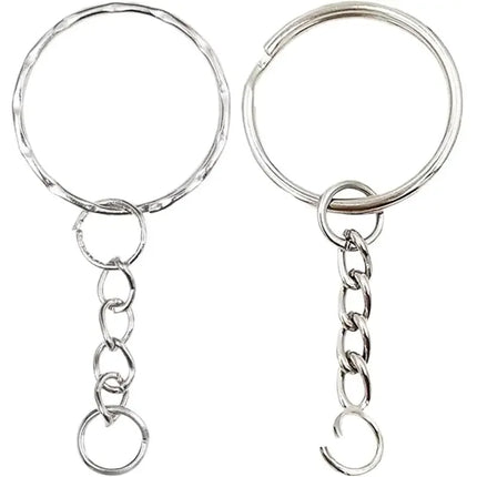 50/100pcs Stainless Steel Metal Blank Keyring Keychain Split Rings DIY Keyfob Keys Ring Lobster Clasp Key Pendant Chains Buckles