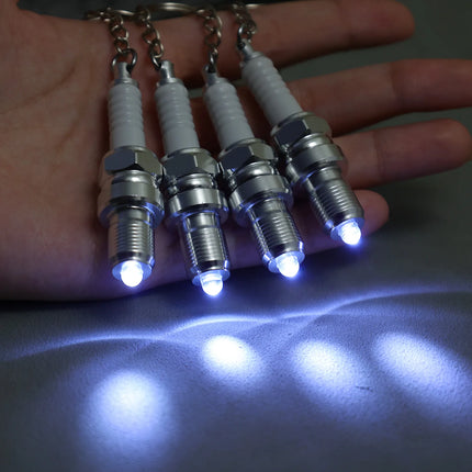Casual Fashion Sparkplug LED Key Ring for Men Spark Plug Pendant Key Chain Keychain Car Parts Keyring Marvel Drive Key Chains