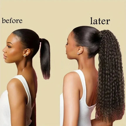 Brazilian Curls Synthetic Crochet Braiding Hair Curly Ponytail with Hair Tie 20 Inch Ombre Synthetic Crochet Braiding Fiber Hair