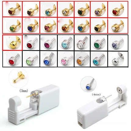 1PC Disposable Sterile Ear Piercing Unit Cartilage Tragus Helix Piercing Gun NO Pain Piercer Tool Machine Kit Stud Body Jewelry