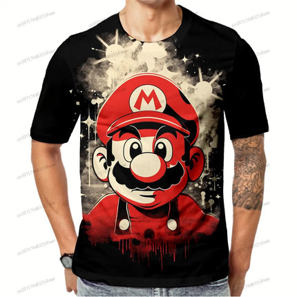 Super Mario Funny T Shirt 2026 Streetwear New Men's Clothing Anime Figure Gym Clothes Man Summer 3D Print Quick Dry Oversize