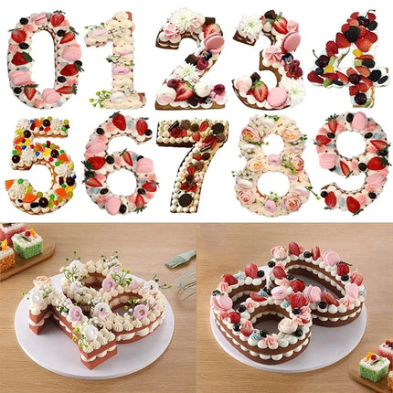 10in 3D Large Number Cake Mold 0-9 Silicone Baking Pans for Birthday Wedding Anniversary Party Decorations DIY Home Baking Tools