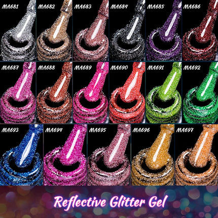 7Ml Reflective GlitterGel Nail Polish Bright Sparkling Silver Color Semi-permanent Soak Off Nail Art UV Varnish Nail Supplies