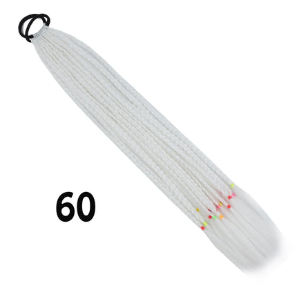 Synthetic Gradient Color Dirty Braided Ponytail Extensions With Elastic Band 24" Rainbow Braid Pony Tail Hairpiece For Girl