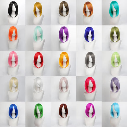 Synthetic Medium Length Cosplay Wig, Adjustable Headband,Multiple colors