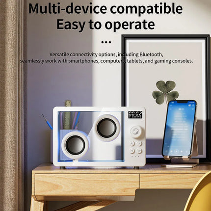 Mini Transparent Bluetooth Speaker Wireless Powerful Bass Music Box Soundbar with Colorful Atmosphere Light Support TF Card Play