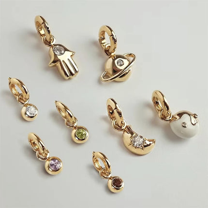 Minimalist Twelve Birthday Stone Light Luxury High Praise Palm Moon Tai Chi Planet Pendant Gold Plated Color Preserved