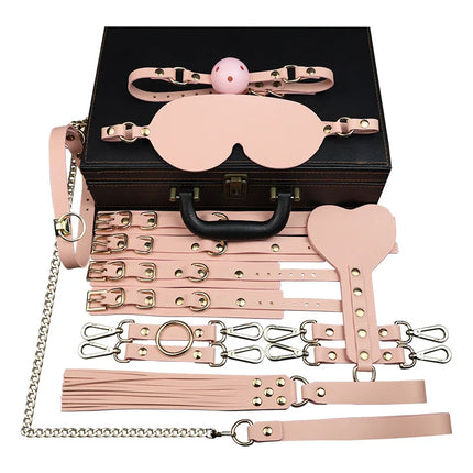 BDSM Erotic Restraint Toy Box Set 9-Piece Bondage Kit  Couples Blindfold Spanking Slave Roleplay Sex Game Portable Props