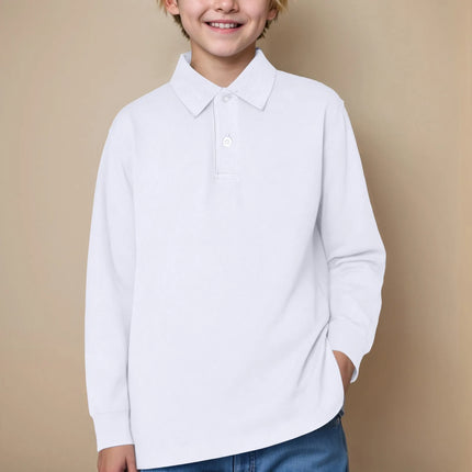 2-17 Y Boys POLO Shirt Teenagers Long Sleeve T-Shirt Children's Cotton School Girls Lapel Tops Solid Color Shirts Kids Clothes