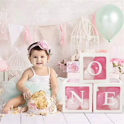 Letter Balloon Box First 1st Birthday Party Decorations Baby Shower One Year Old Birthday Box Decoration Wedding Party Supplies