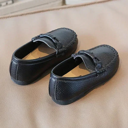 Boys Leather Shoes Black White for School Party Wedding Kids Formal Flats Loafers Slip-on Soft Loafers Children Moccasins 21-30