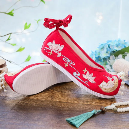 Chasing Moon Hot Sale Of The Season New Style Ming Dynasty Hanfu Shoes National Style Upturned Head Cotton Shoes Ancient Wedding