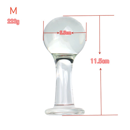 VaHpp Glass Anal Plug Round ball With handle Diameter 4.5/5.5/6cm Sex toy Anal masturbation Dilation Training Transparent Smooth