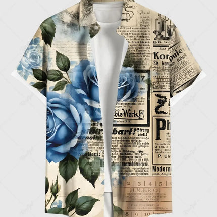 Fashion Men's Hawaiian Shirts 3D Printed Short Sleeved Button Down Lapel Shirts Oversized Tops Summer Casual Aloha Shirt For Men