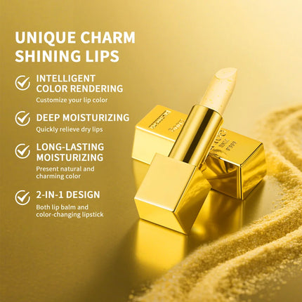 Color Changing Lipstick 2 in 1 Lip Blush Balm 24K Gold Long Lasting Moisturizing Nourishing Lips Plumper Deep Hydration Care