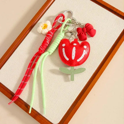 Funny Elegant Starfish Tassel Keychain Alloy Leopard Print Leather Tulip Pendants Cartoon Frog Beaded Bag Pendant Party
