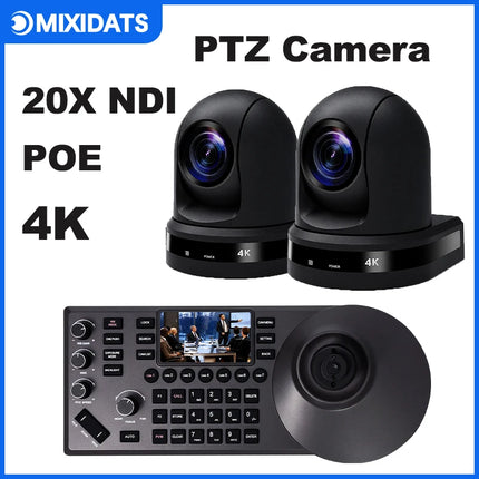 4K NDI PTZ Camera 1-10pcs 20X Zoom Video Conference Camera for Church Business Meeting Optional 1 controller keyboard kit
