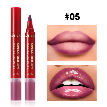 6-color double-ended lip pencil, lip oil, liquid watercolor lip pencil, moisturizing and easy-to-apply lip gloss